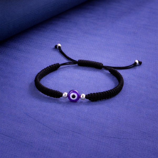 Purple Evil Eye Woven Cord Bracelet