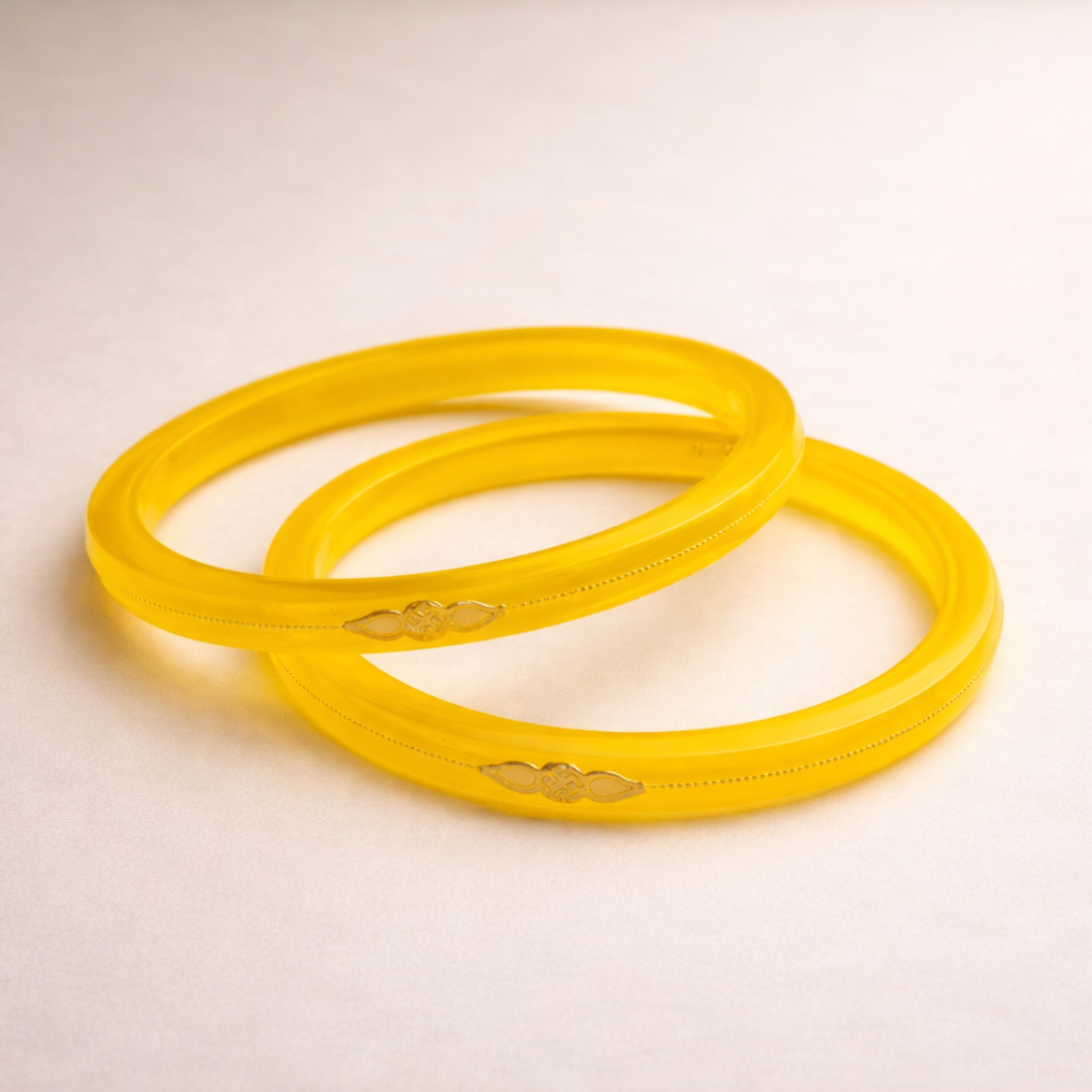 Elegant Handcrafted Yellow Glass Bangle Set