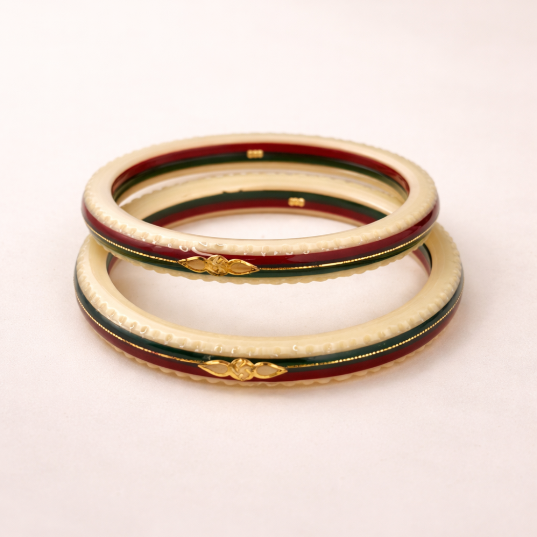 Traditional Gold Ivory Red Green Bangles