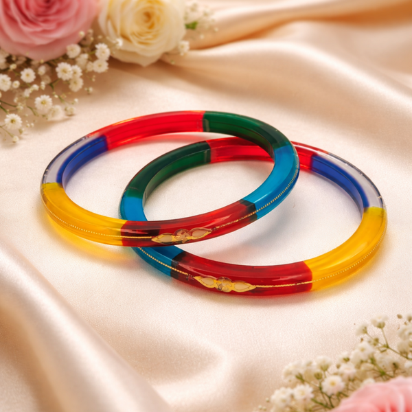 Handcrafted Gold Bangles with Vibrant Color Segments - Balaji Jewellers