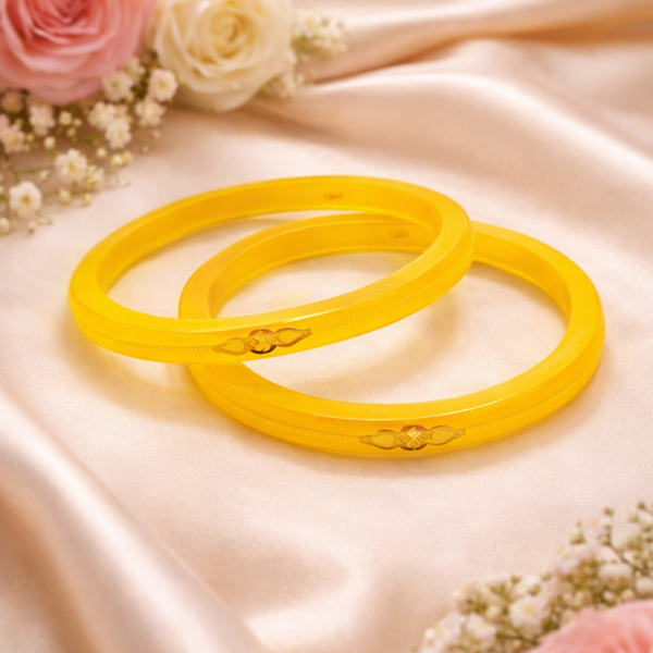 Elegant Handcrafted Yellow Glass Bangles Set - Balaji Jewellers