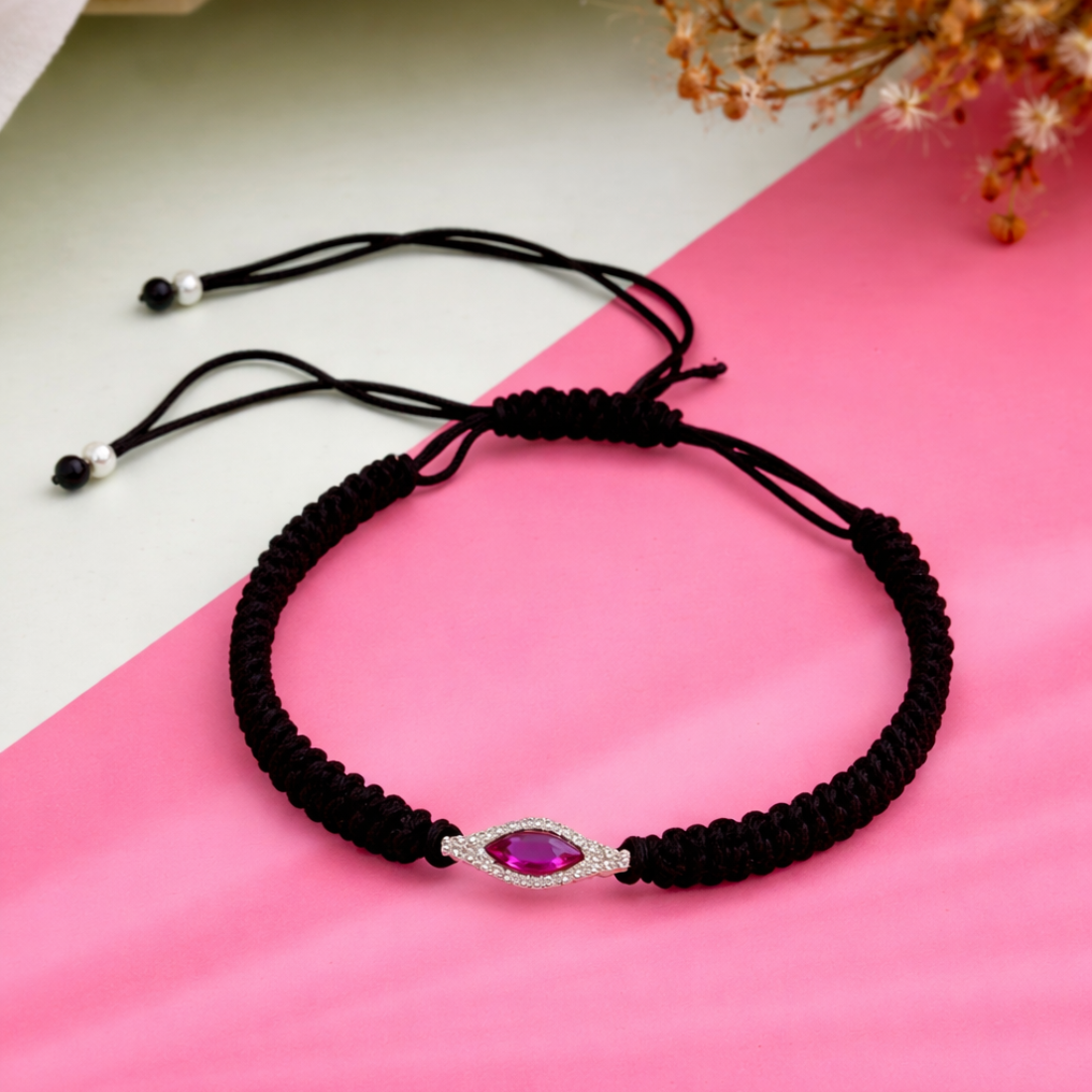 Ruby-Inspired Marquise Eye Adjustable Bracelet
