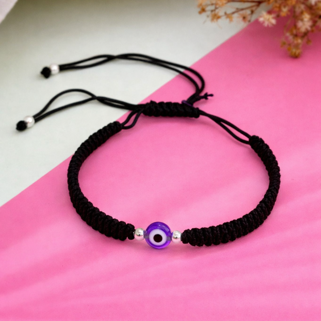 Purple Evil Eye Woven Cord Bracelet