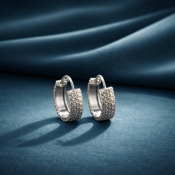 Textured Sterling Silver Hoop Earrings for Everyday Style - Balaji Jewellers