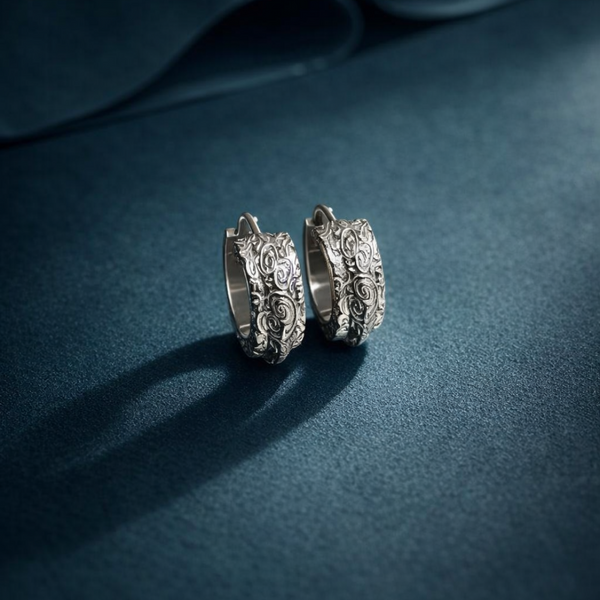 Victorian Silver Huggie Hoop Earrings Collection - Balaji Jewellers