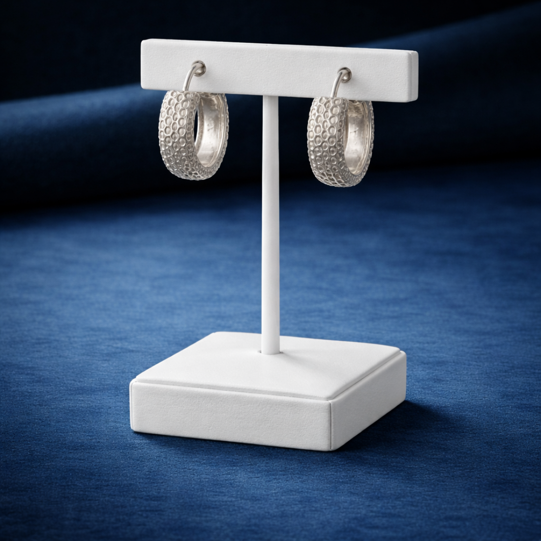 Textured Sterling Silver Huggie Hoop Earrings