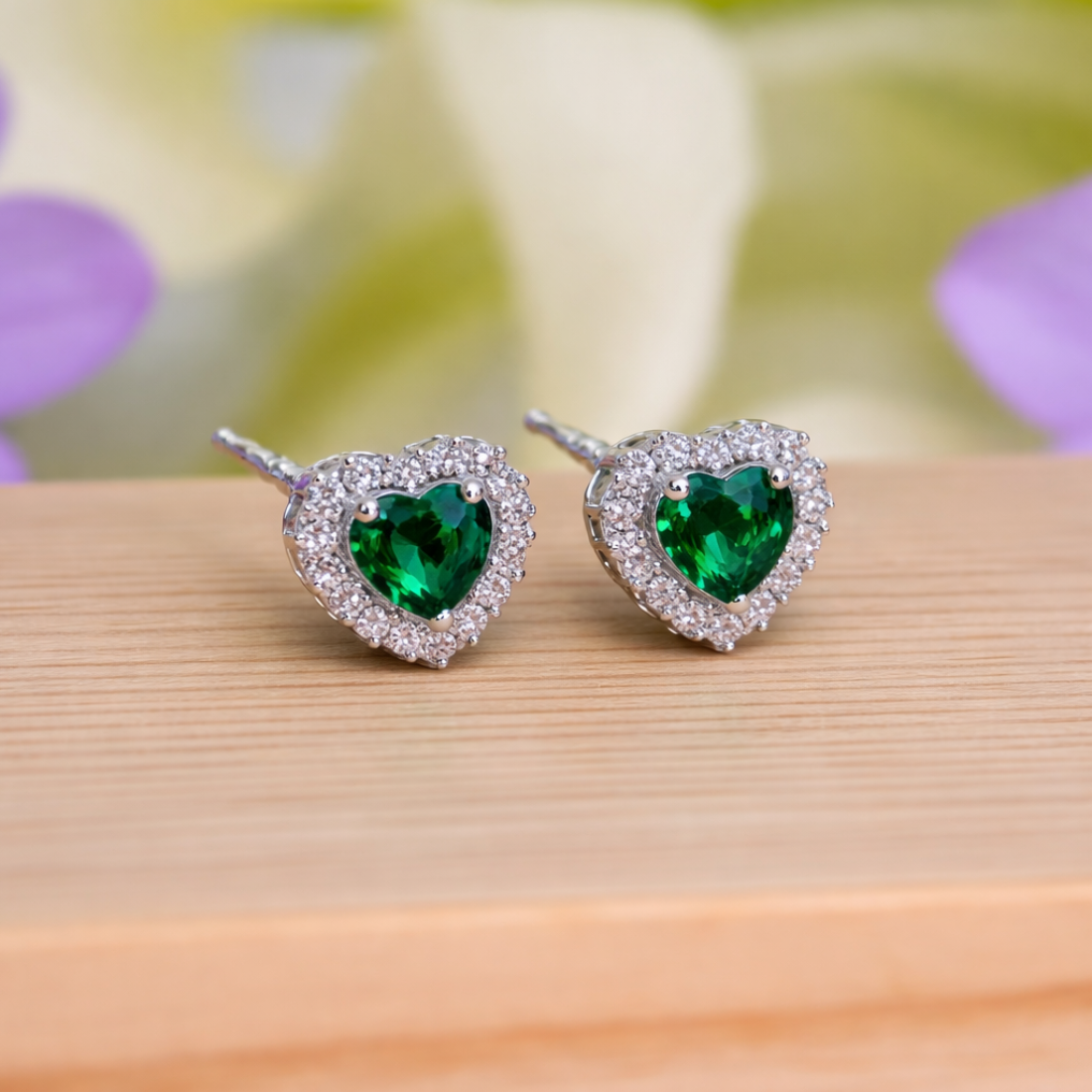 Heart-Cut Emerald Studs by Balaji Jewellers - Balaji Jewellers
