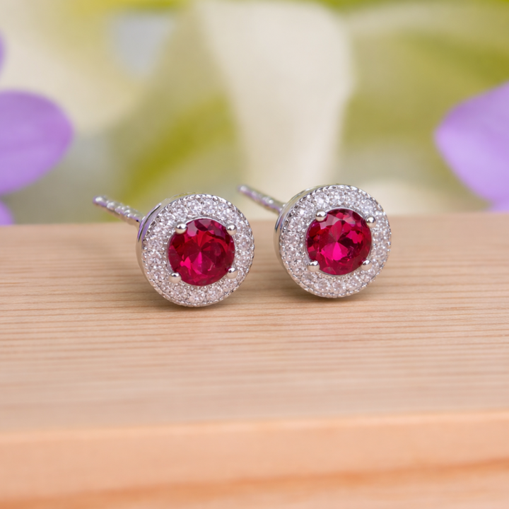Round Ruby Studs by Balaji Jewellers - Balaji Jewellers