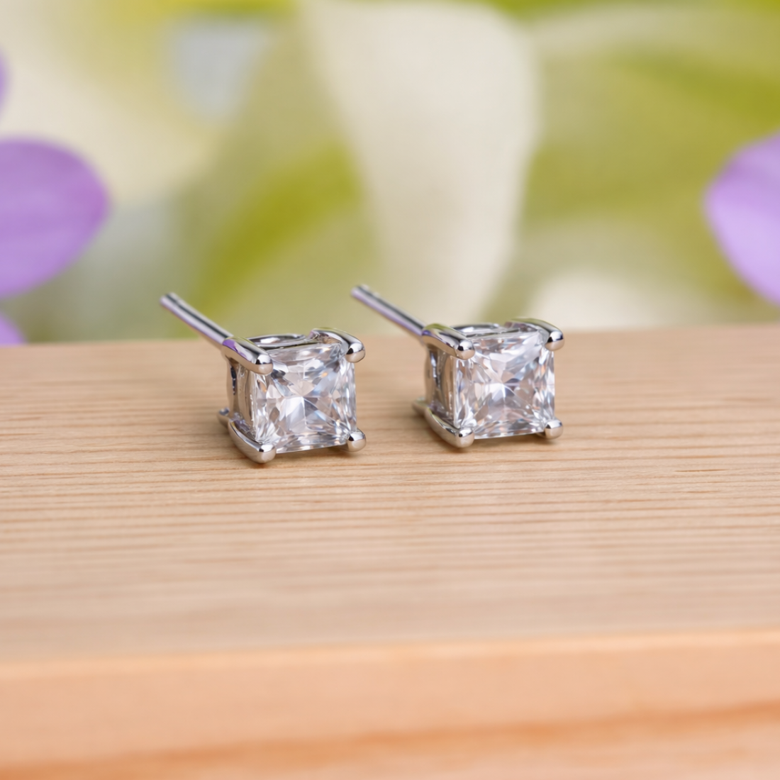 Princess Cut Solitaire Earrings for Modern Elegance - Balaji Jewellers