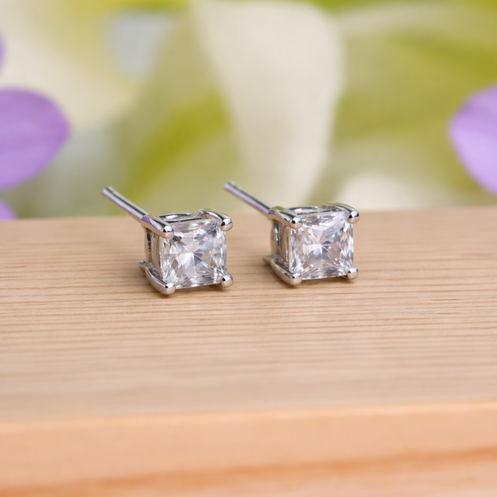 Princess Cut Solitaire Earrings for Modern Elegance - Balaji Jewellers