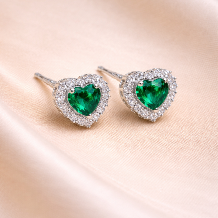 Heart-Cut Emerald Studs by Balaji Jewellers - Balaji Jewellers