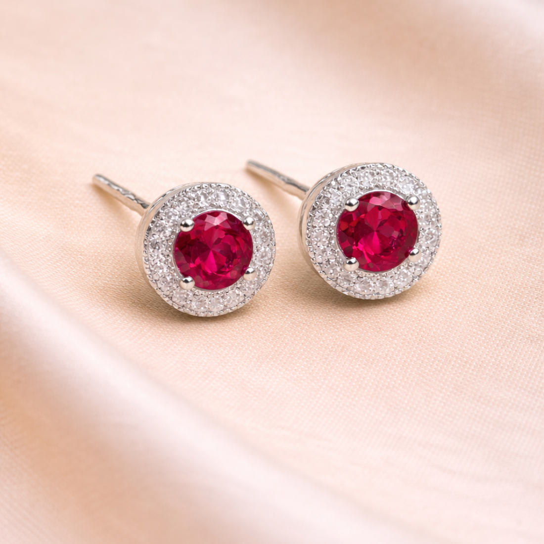 Round Ruby Studs by Balaji Jewellers - Balaji Jewellers