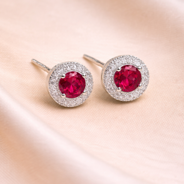 Round Ruby Studs by Balaji Jewellers - Balaji Jewellers