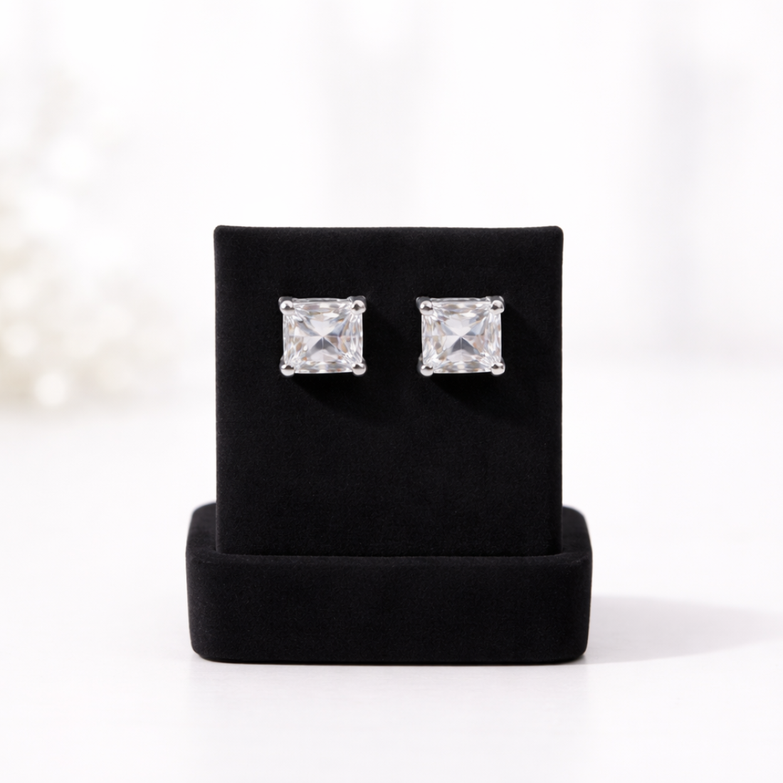 Princess Cut Solitaire Earrings for Modern Elegance - Balaji Jewellers