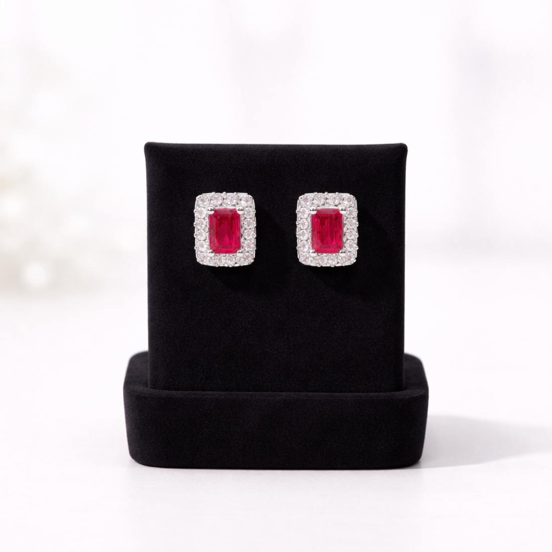 Emerald-Cut Ruby Studs by Balaji Jewellers - Balaji Jewellers