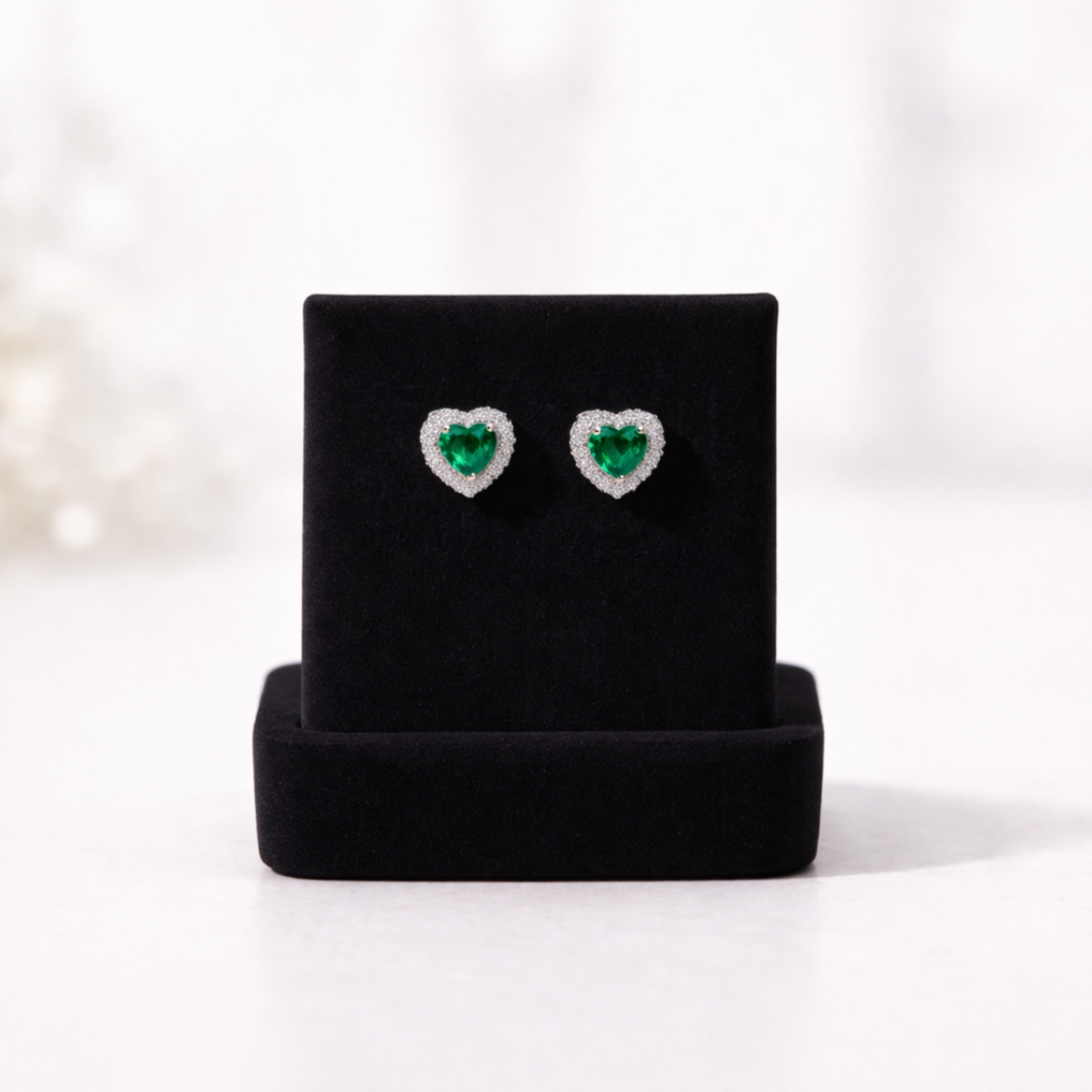 Heart-Cut Emerald Studs by Balaji Jewellers - Balaji Jewellers