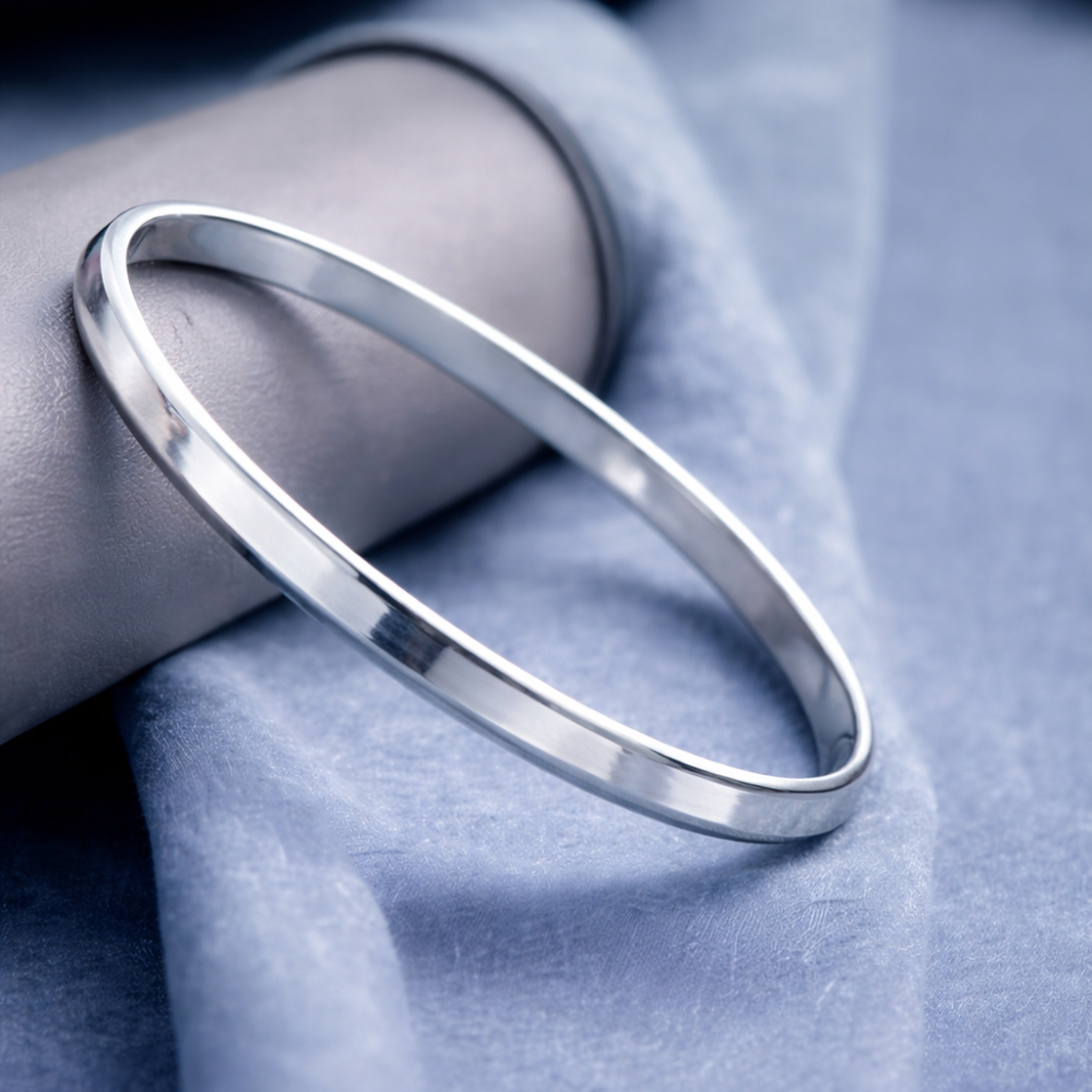 Shine Sterling Silver Flat-Edge Kada