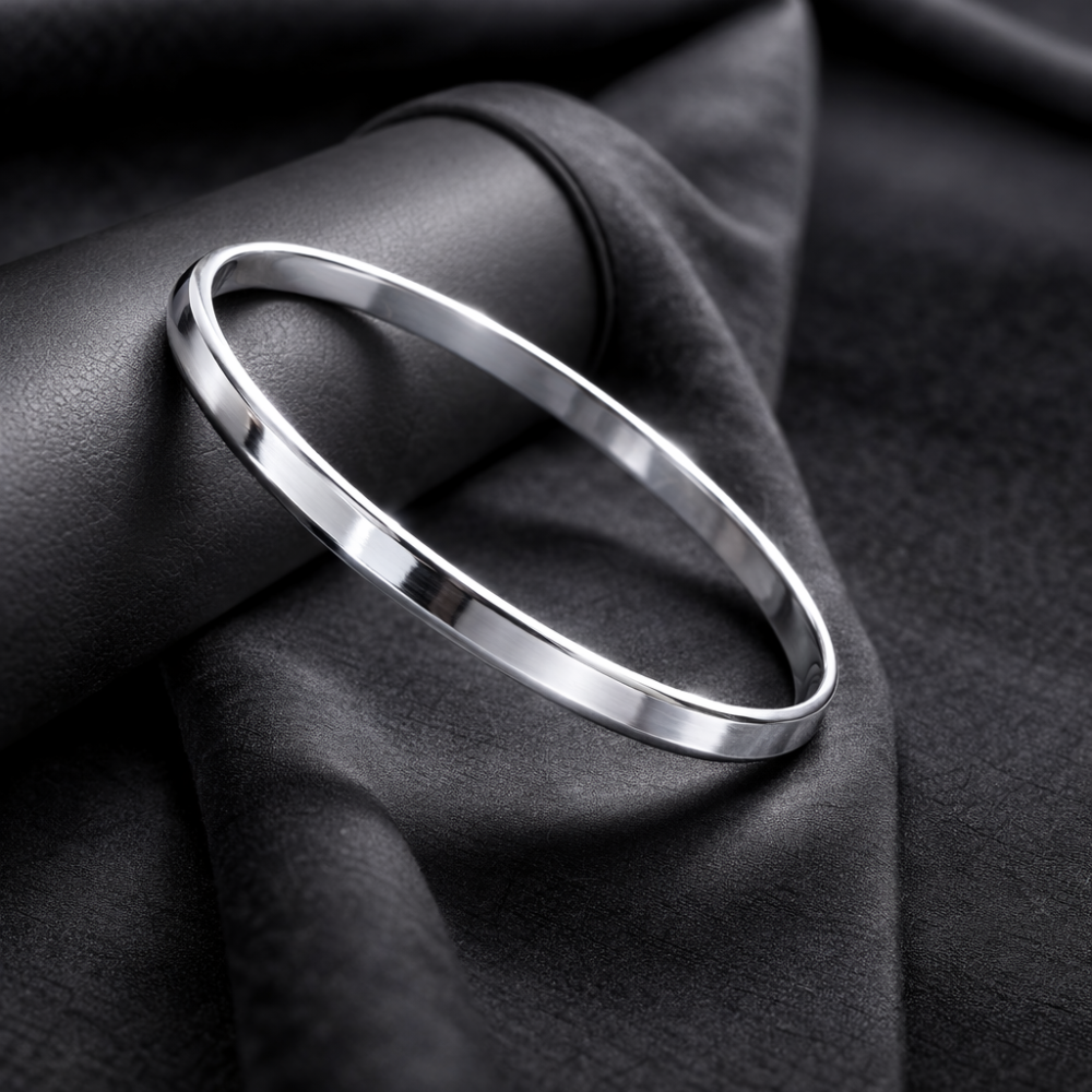 Shine Sterling Silver Flat-Edge Kada