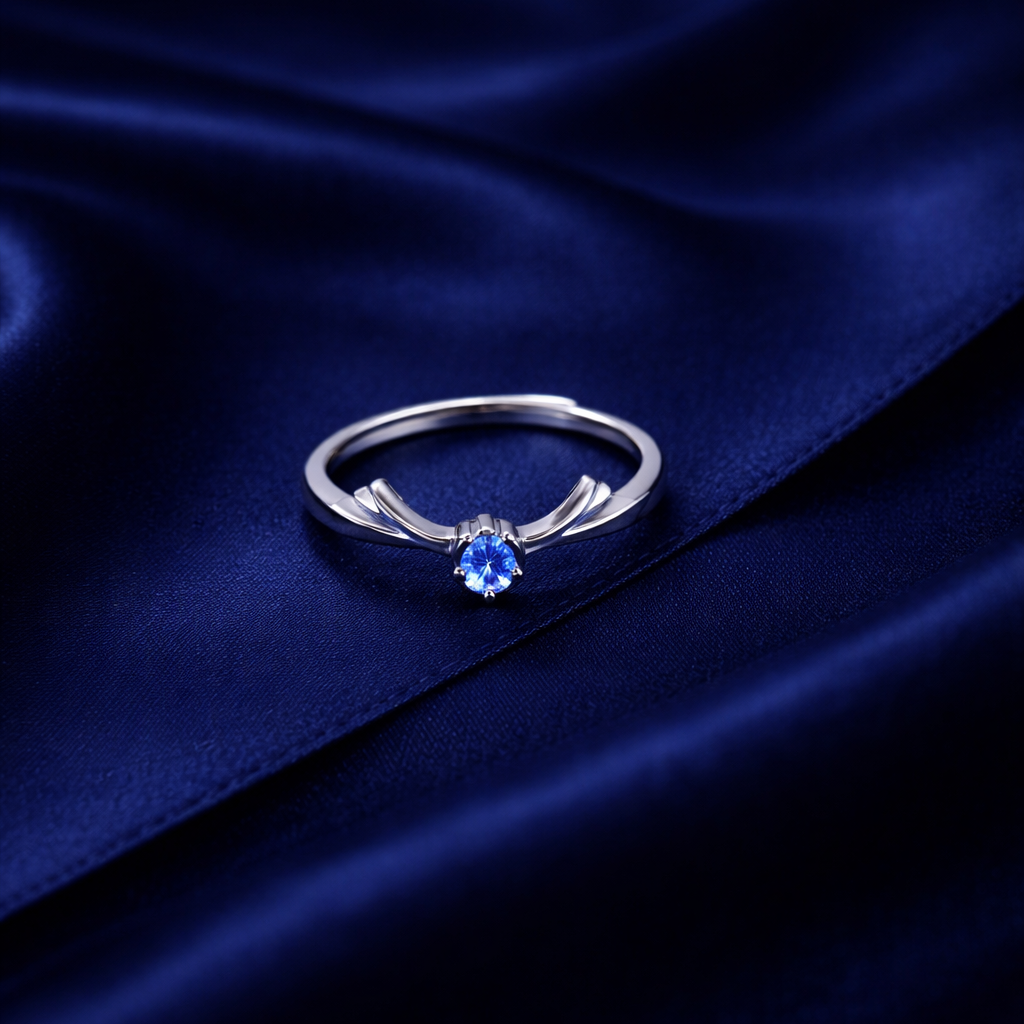 Midnight Sapphire Elegance Silver Ring