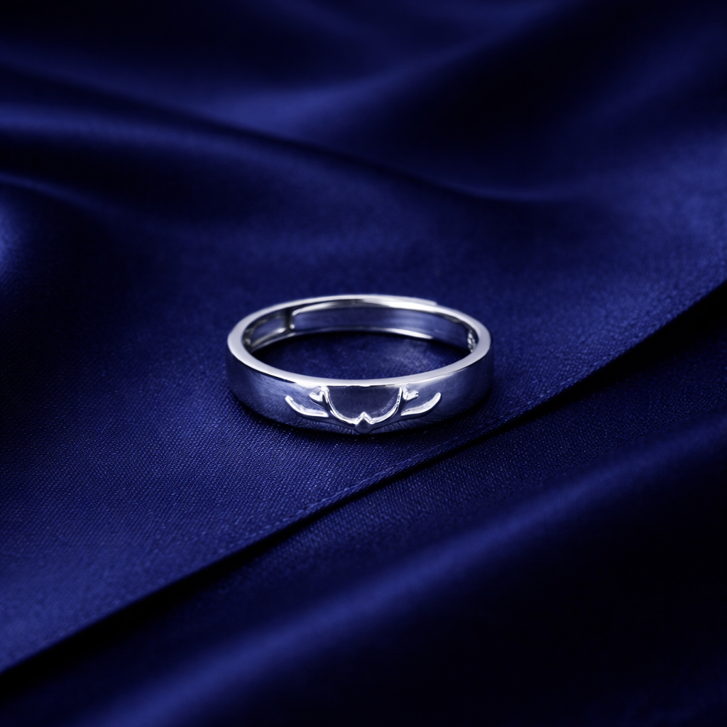 Elegant Silver Deer Antler Adjustable Band Ring
