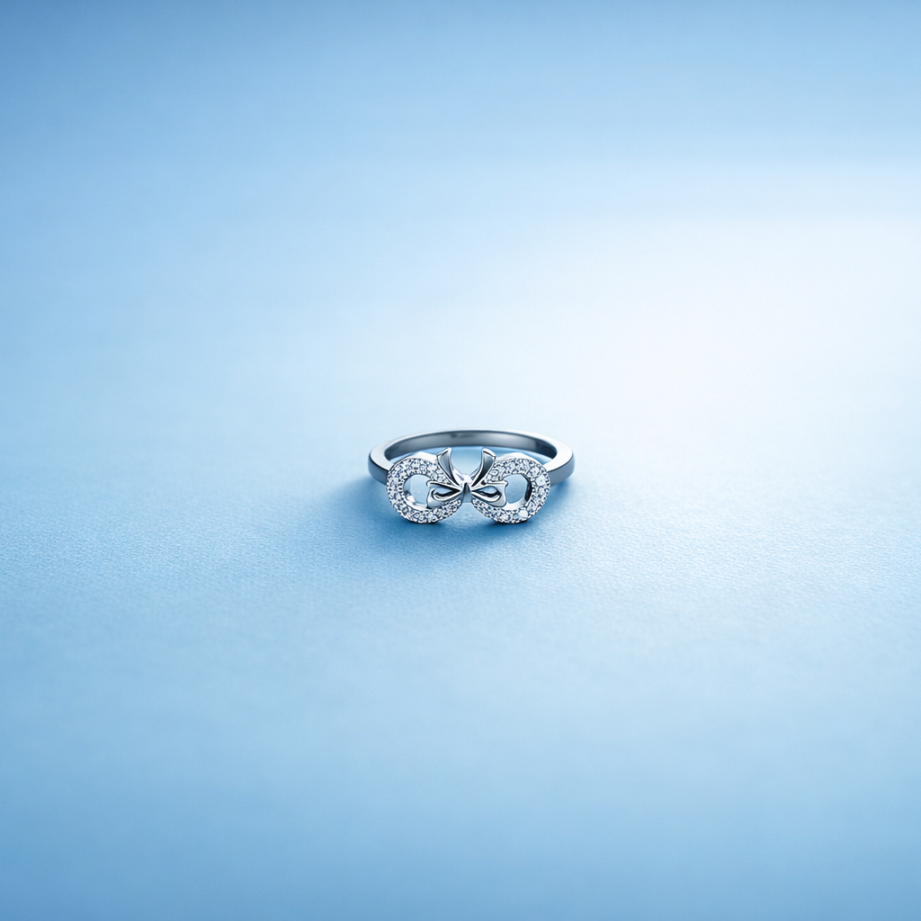 Elegant Silver Bow Knot Infinity Ring