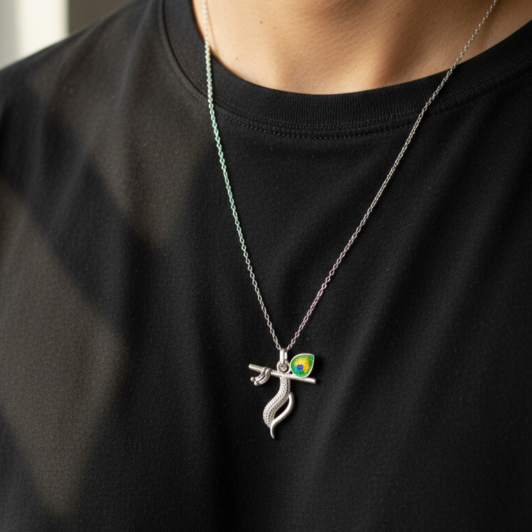 Lord Krishna Inspired Silver Bansuri Pendant
