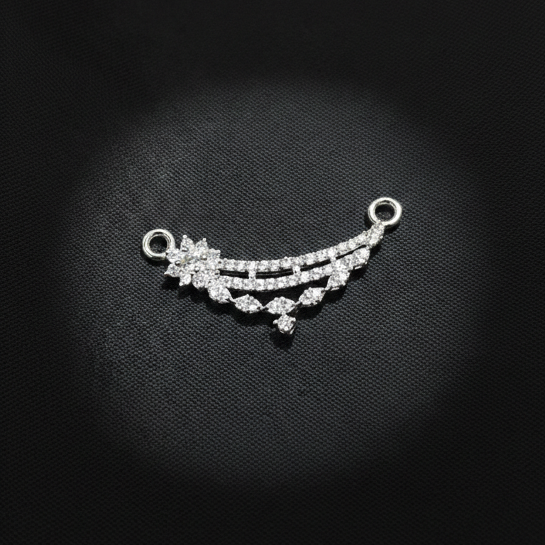 Shimmering Floral Diamond Mangalsutra in Sterling Silver
