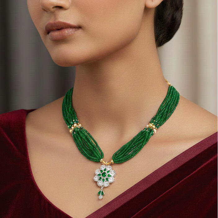 Elegant Floral Crystal and Bead Jewellery Set