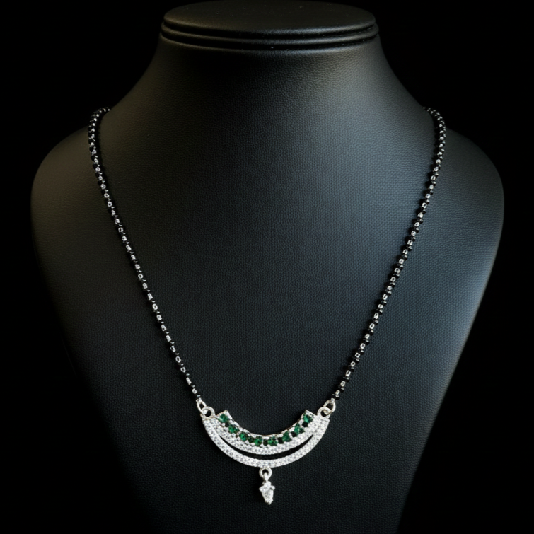 Elegant Emerald Diamond Look Mangalsutra