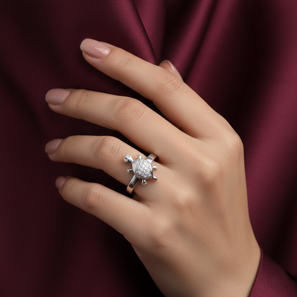 Eternal Tortoise Diamond Accent Sterling Silver Promise Ring