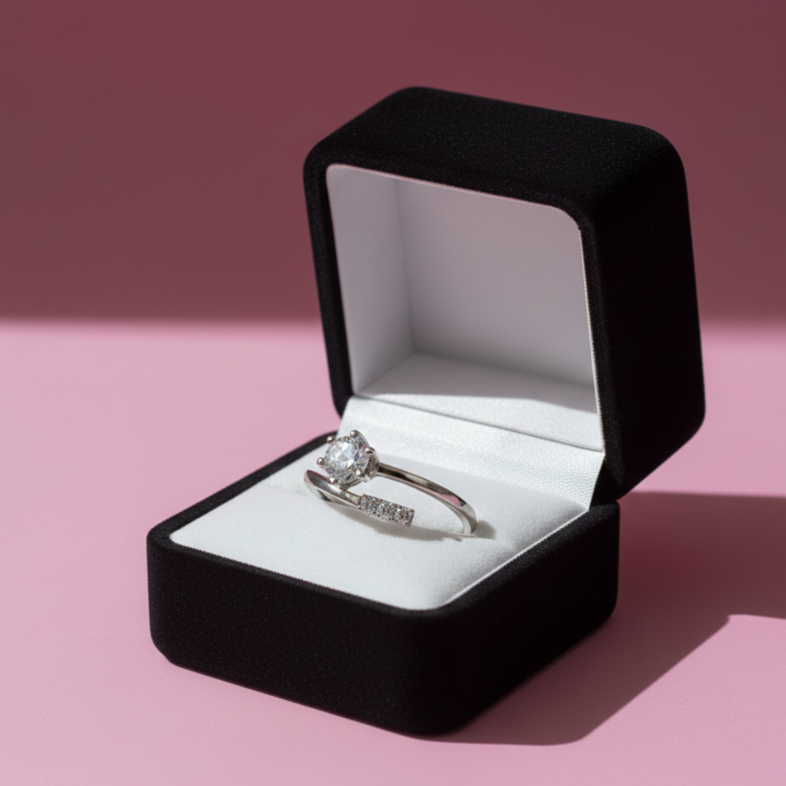 Modern Bypass Ring With Round Center Stone