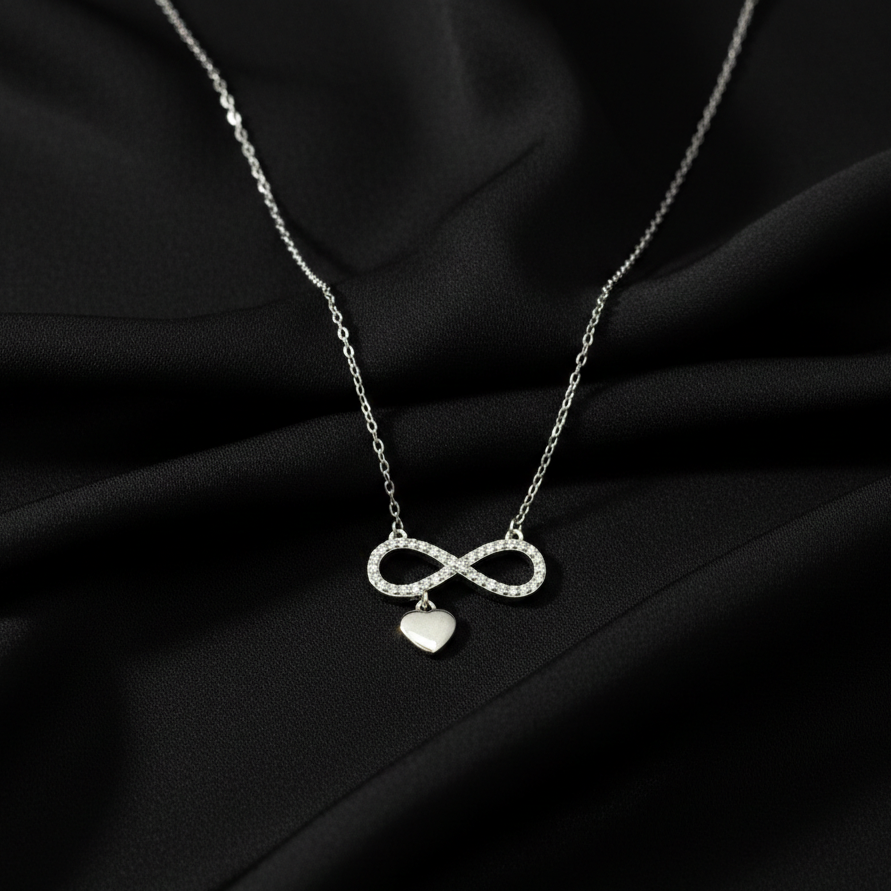 Timeless Infinity & Heart Sterling Silver Pendant Necklace