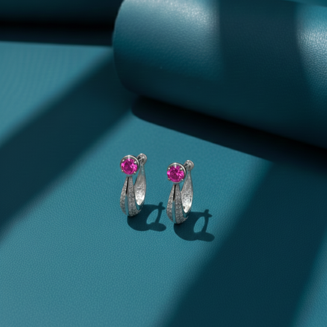 Dazzling Split Hoop Earrings Central Stone