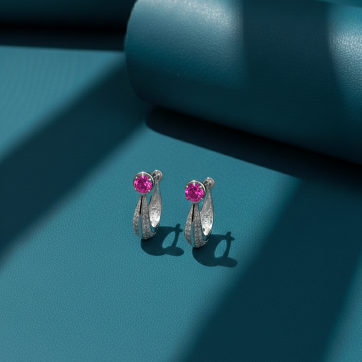 Dazzling Split Hoop Earrings Central Stone