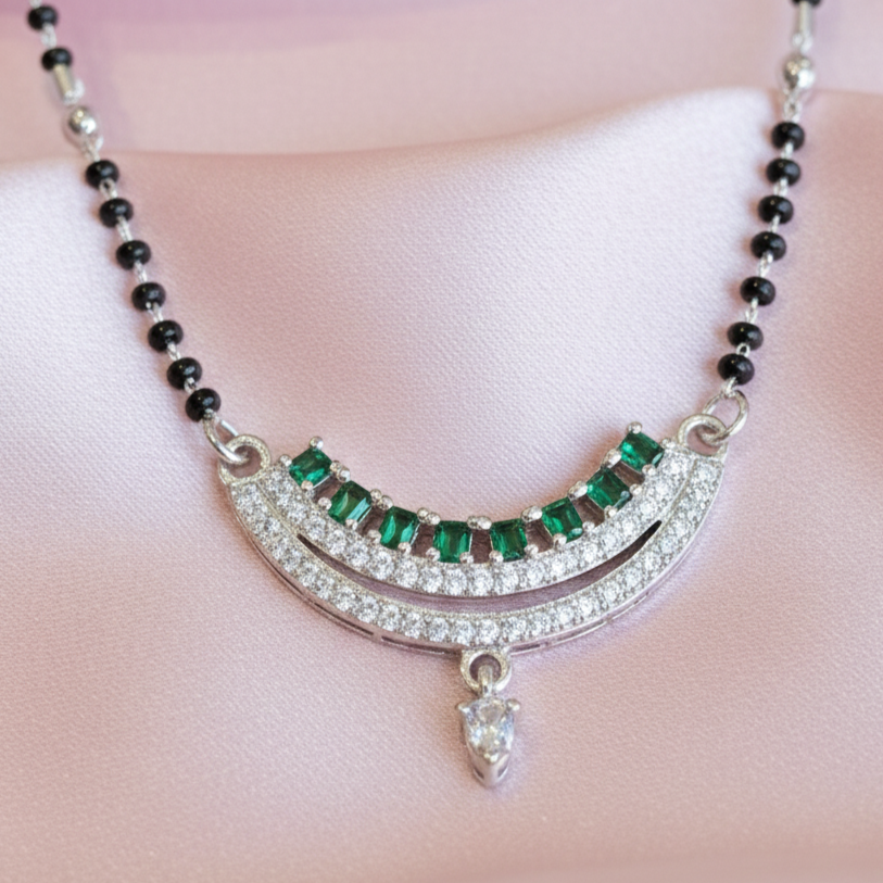 Elegant Emerald Diamond Look Mangalsutra