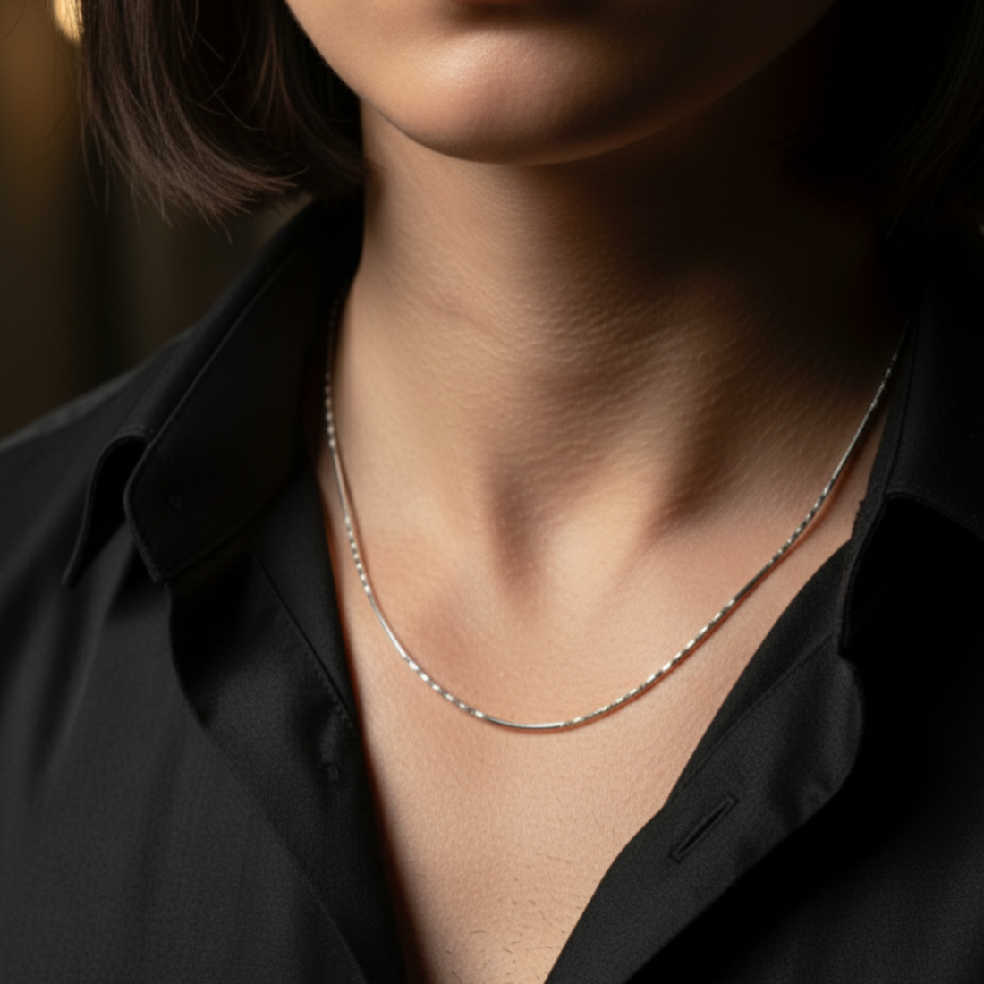 Silver Plain and Twist Chain for Boys