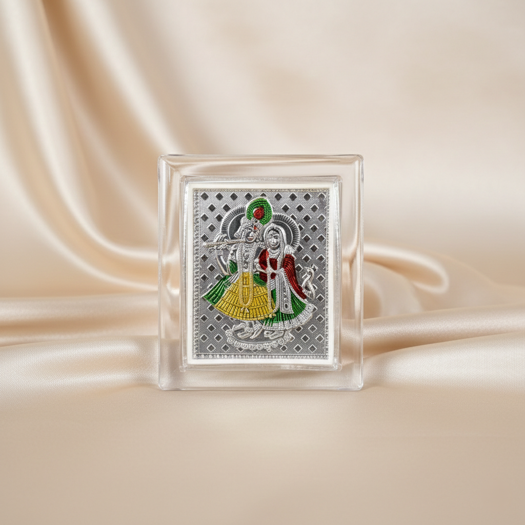 Elegant Radha Krishna Silver Frame