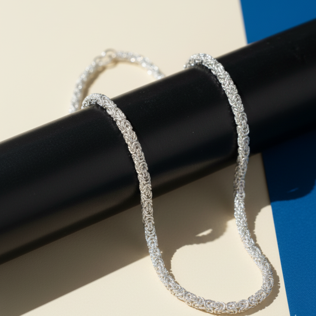 Silver Chain Unique Bud Twist Pattern For Boys