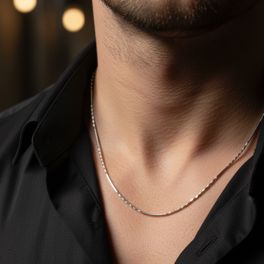 Silver Plain and Twist Chain for Boys