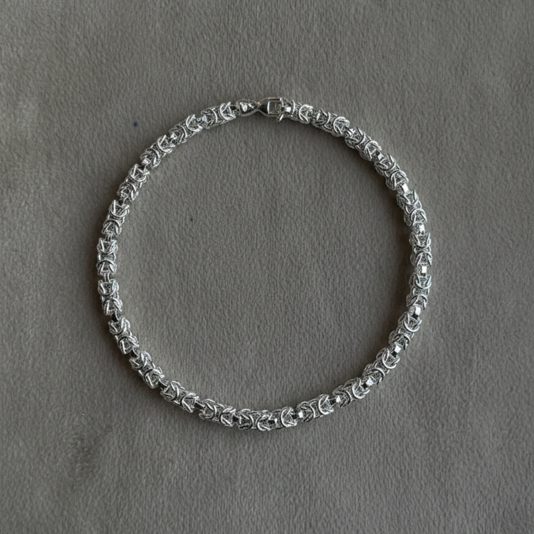 Elegant Silver Byzantine Chain Bracelet with Lobster Clasp