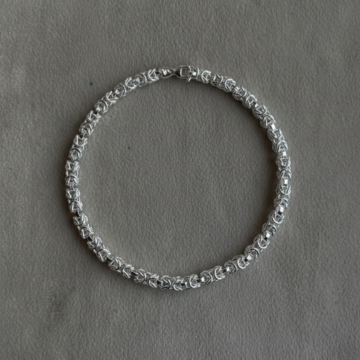 Elegant Silver Byzantine Chain Bracelet with Lobster Clasp