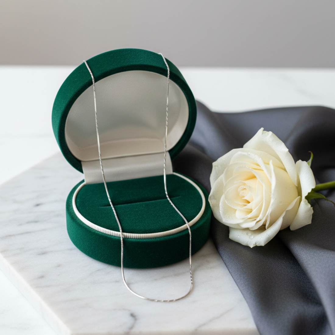 Silver Plain and Twist Chain for Boys