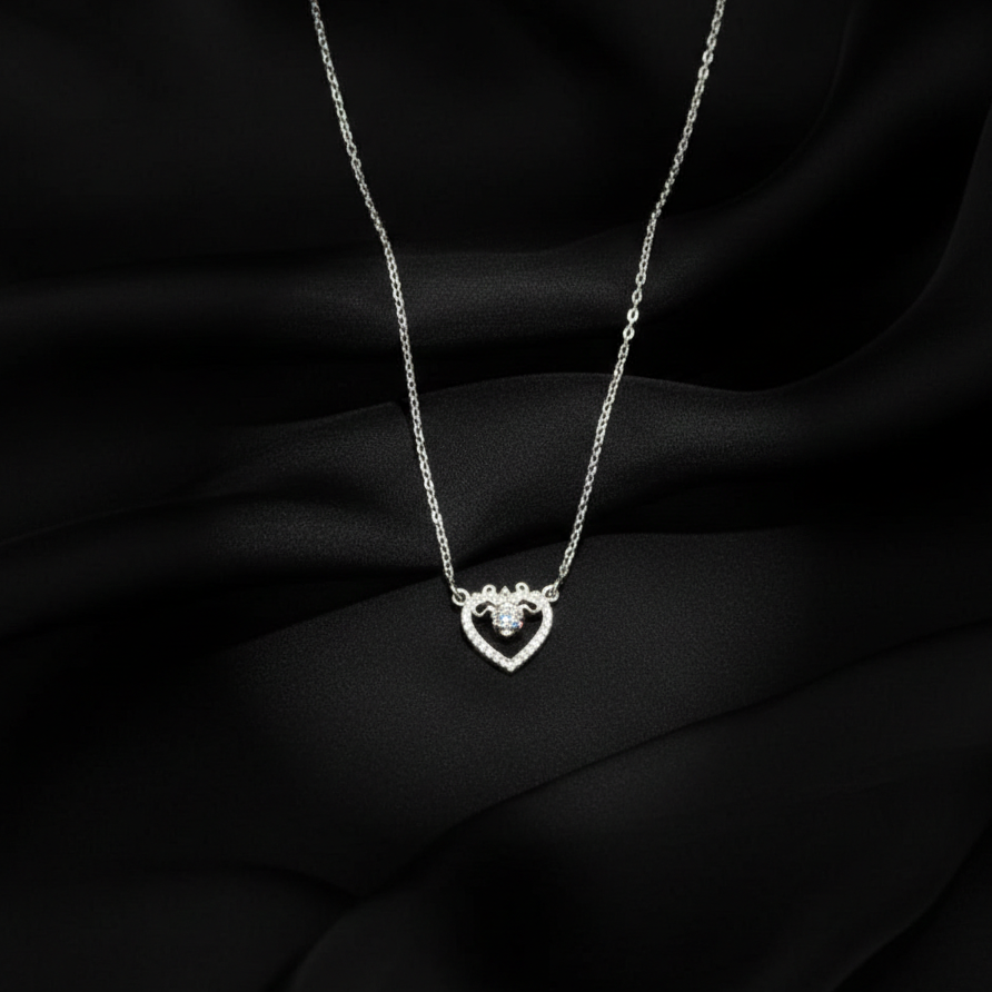 Eternal Love Heart Dancing Stone Silver Necklace