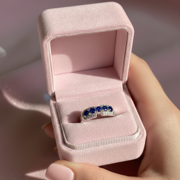 Sterling Silver Blue Sapphire Open Ring