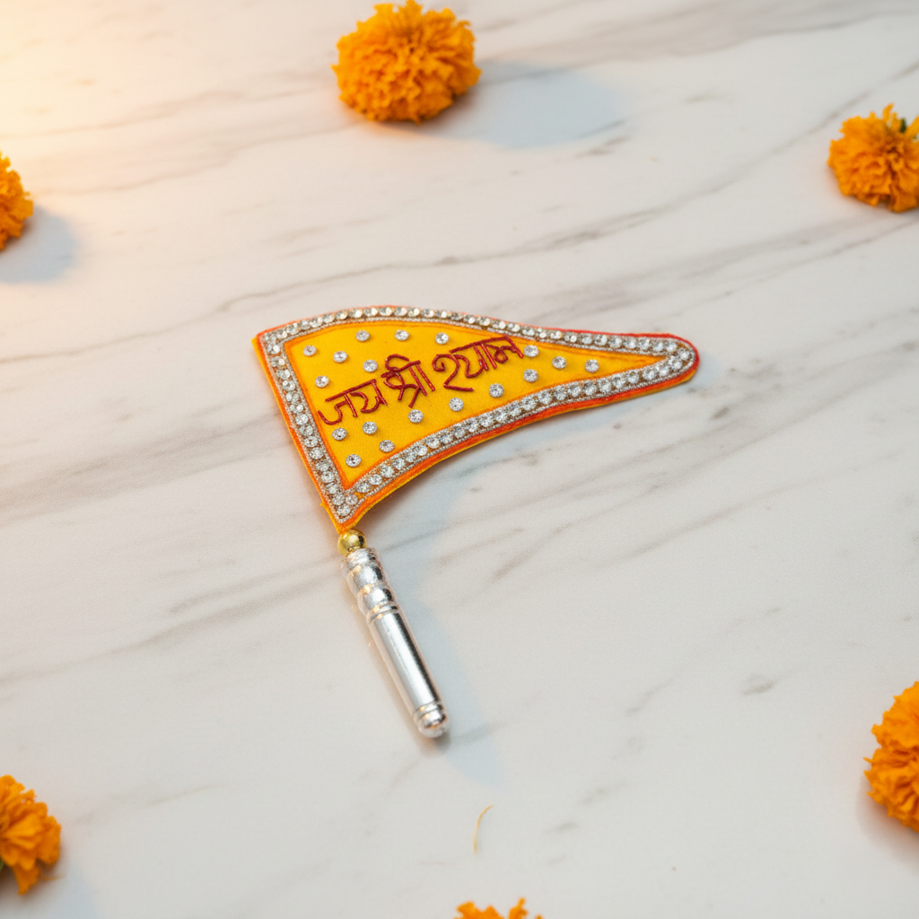 Premium Handcrafted Khatu Shyam Ji Devotional silver Flag