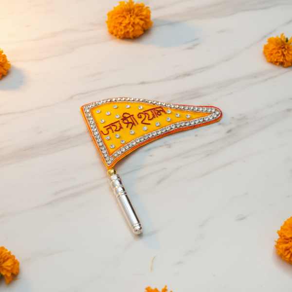 Premium Handcrafted Khatu Shyam Ji Devotional silver Flag