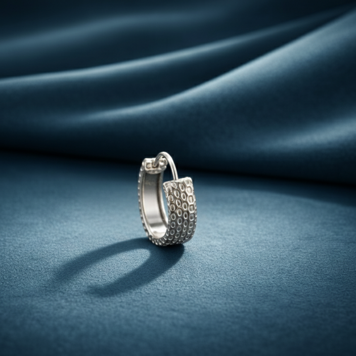 Textured Sterling Silver Huggie Hoop Earrings