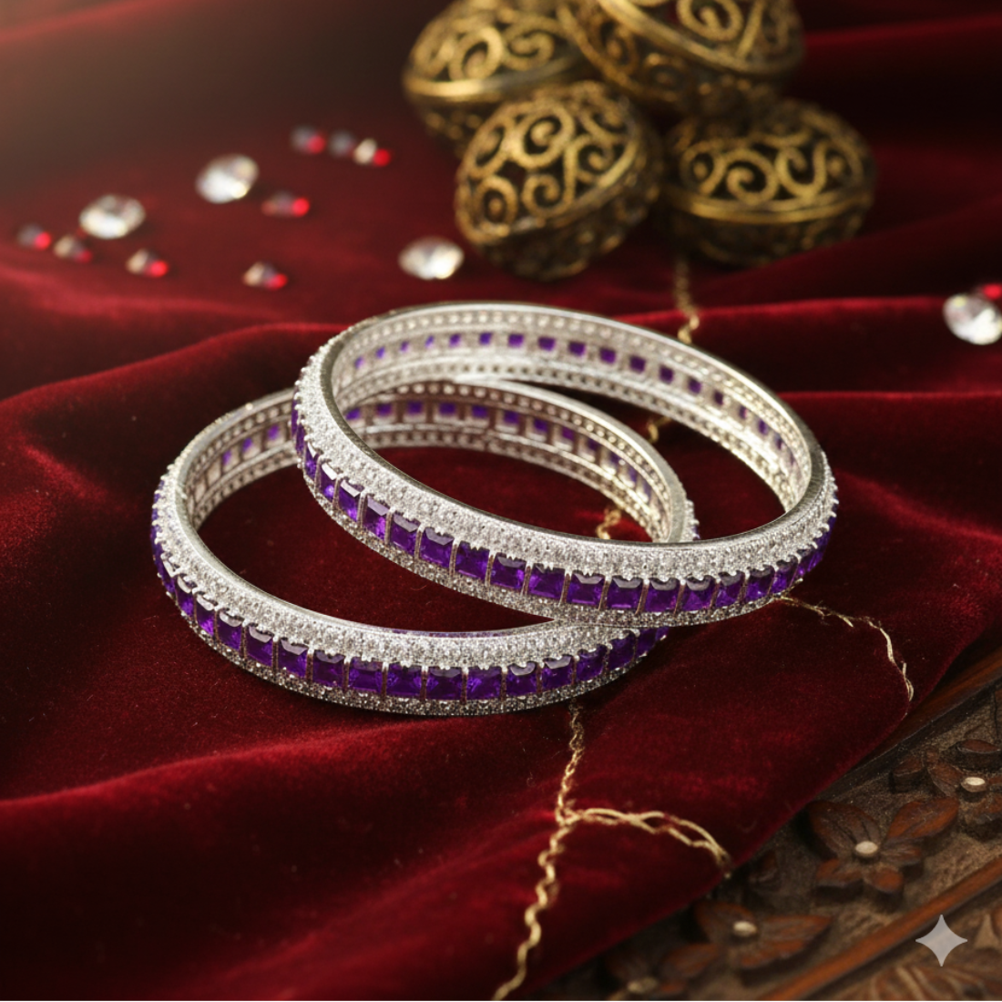 Silver Bangles with Stone