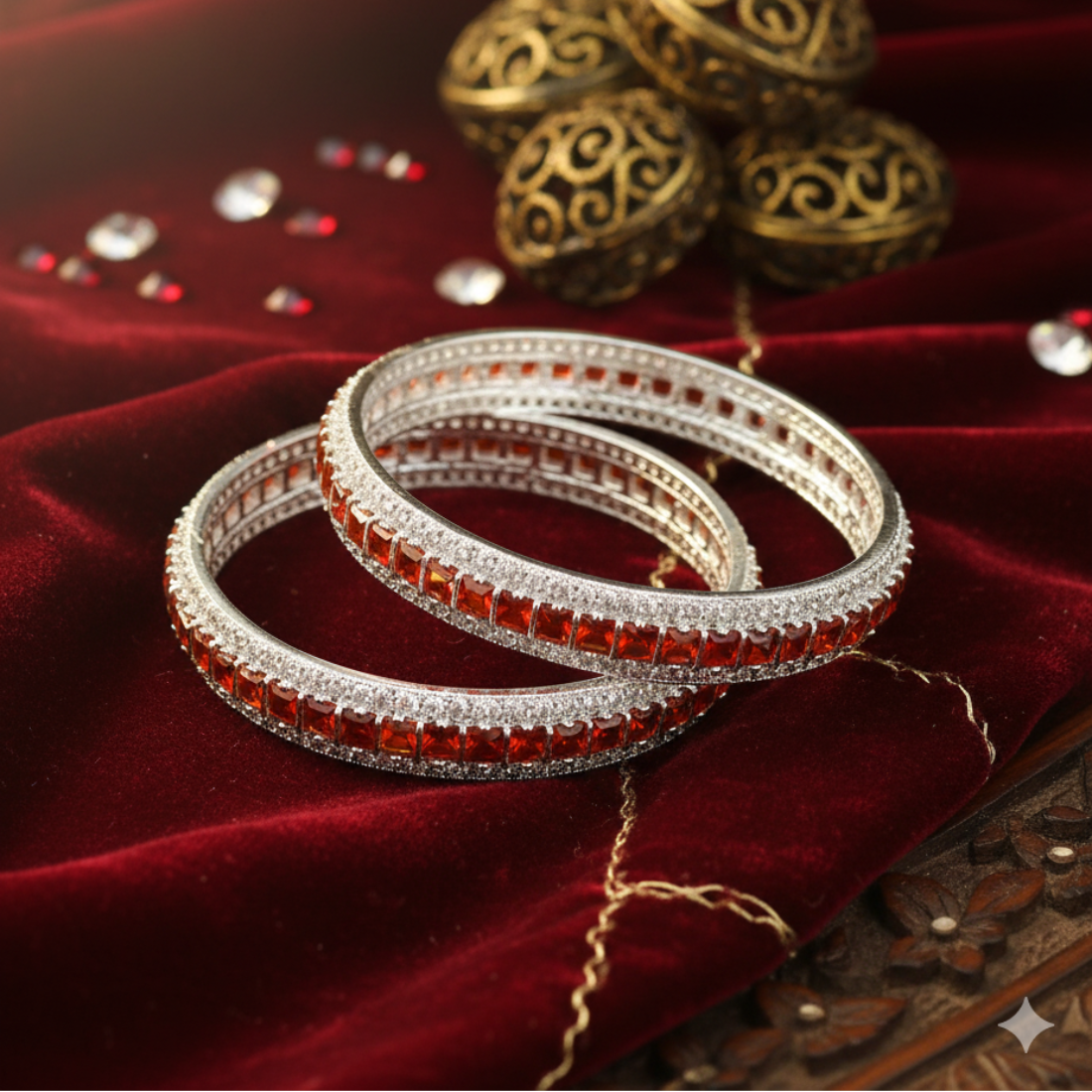 Silver Bangles with Stone