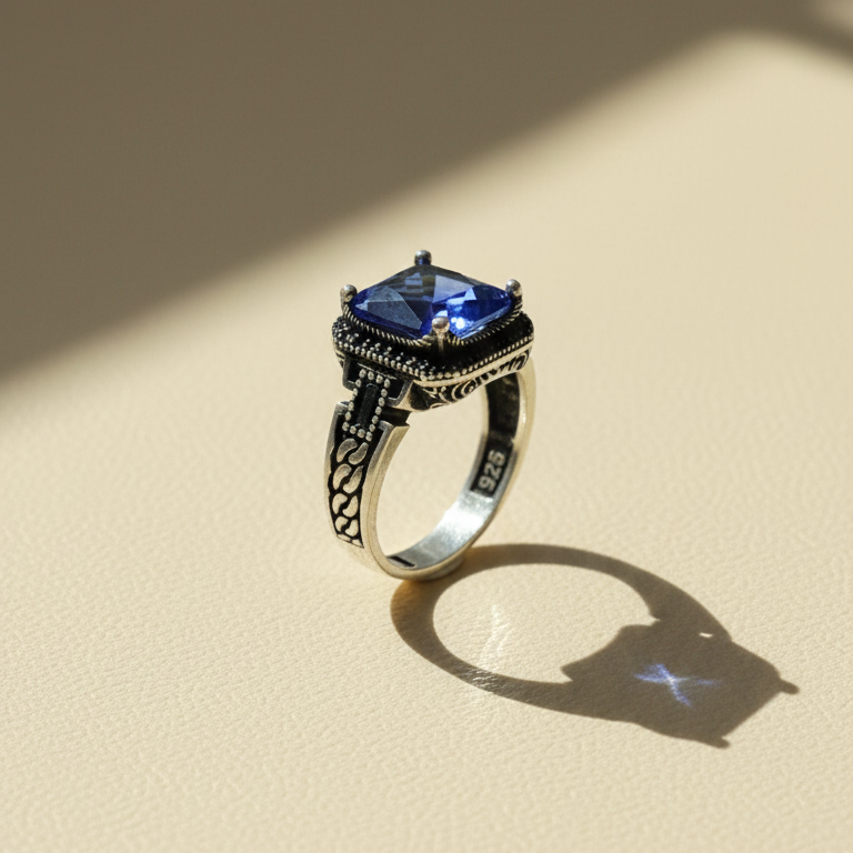 Cushion Cut 925 Sterling Silver Vintage Braided Ring